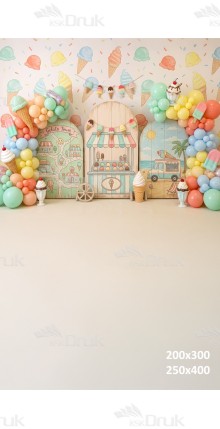 Tło fotograficzne „Słodka kraina lodów – pastelowa budka gelato” | UB_862